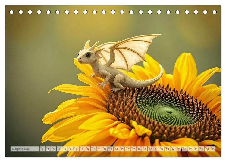 Produktbild: Regenbogenschuppen - Die geheime Welt der magischen Miniatur Drachen (Tischkalender 2026 DIN A5 quer), CALVENDO Monatskalender
