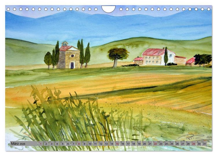 Produktbild: Toskana Aquarelle (Wandkalender 2026 DIN A4 quer), CALVENDO Monatskalender