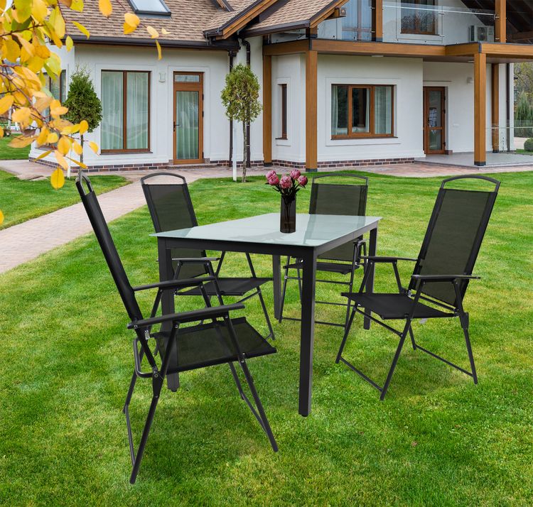 Produktbild: 5-tlg Sitzgruppe Gartenm&ouml;bel Tisch St&uuml;hle Set 140M