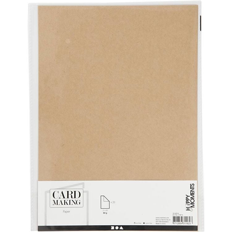 Produktbild: Creativ Company Papier, A4, Blatt 210x297 mm, 120 g, Natur, 20 Stk
