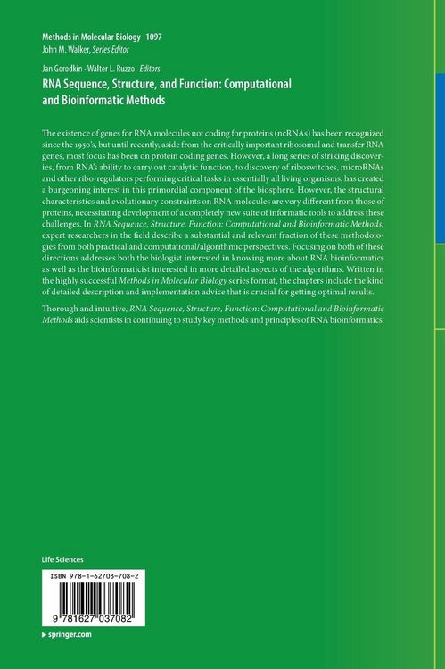Produktbild: RNA Sequence, Structure, and Function: Computational and Bioinformatic Methods