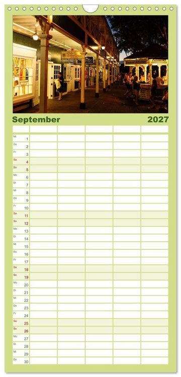 Produktbild: Familienplaner 2027 - Hawaii - Oahu - Maui mit 5 Spalten (Wandkalender, 21 x 45 cm) CALVENDO
