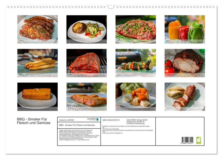 Produktbild: BBQ - Smoker F&uuml;r Fleisch und Gem&uuml;se (Wandkalender 2026 DIN A2 quer), CALVENDO Monatskalender