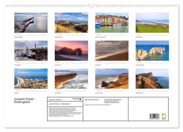 Produktbild: Jurassic K&uuml;ste - S&uuml;dengland (Wandkalender 2026 DIN A2 quer), CALVENDO Monatskalender