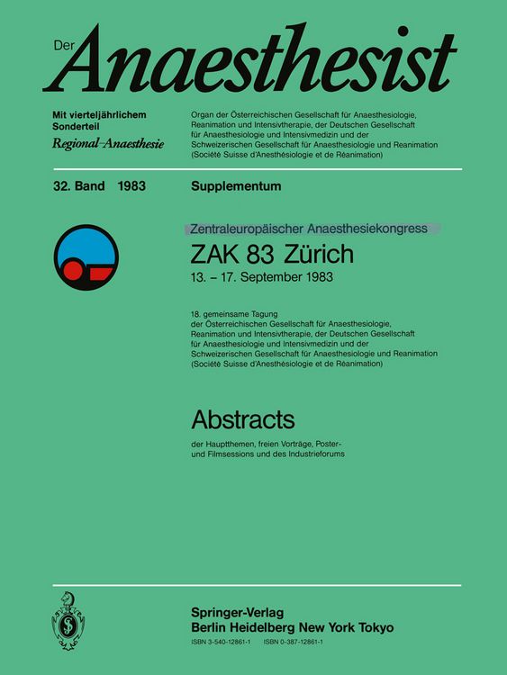 Produktbild: Zentraleurop&ocirc;ischer Anaesthesiekongress ZAK 83 Z&uuml;rich