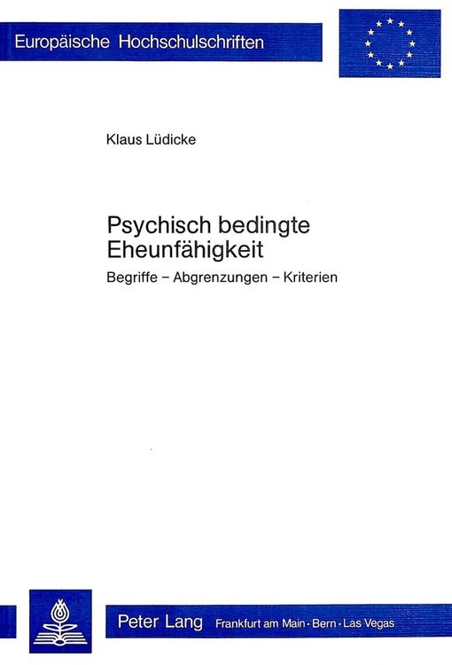 Produktbild: Psychisch bedingte Eheunf&auml;higkeit
