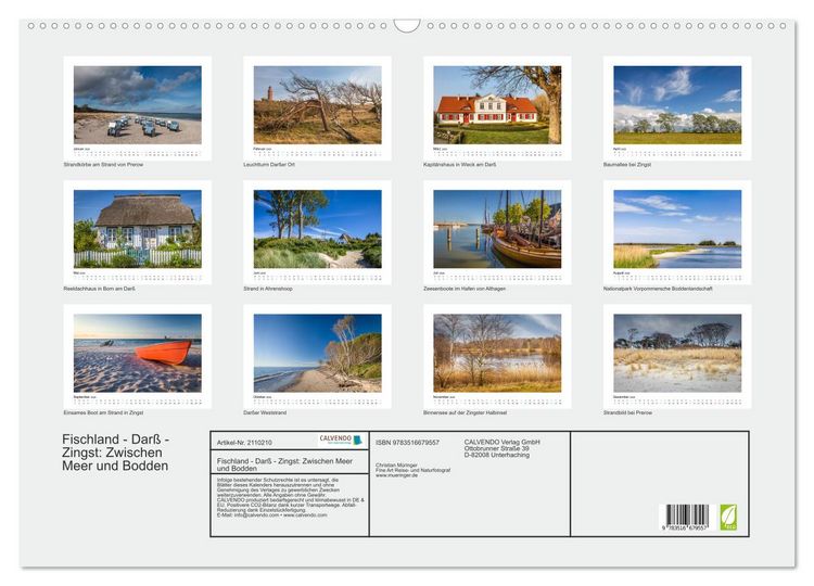 Produktbild: Fischland - Dar&szlig; - Zingst: Zwischen Meer und Bodden (Wandkalender 2026 DIN A2 quer), CALVENDO Monatskalender