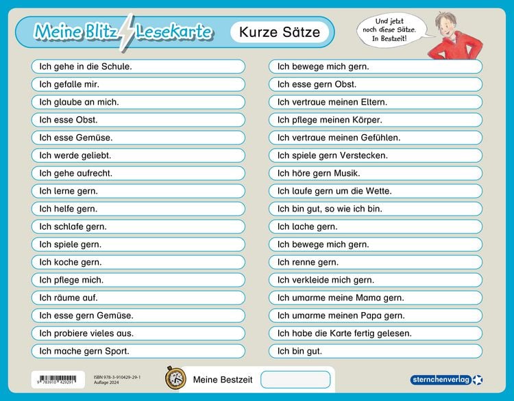 Produktbild: Meine Blitzlesekarte - Kurze S&auml;tze