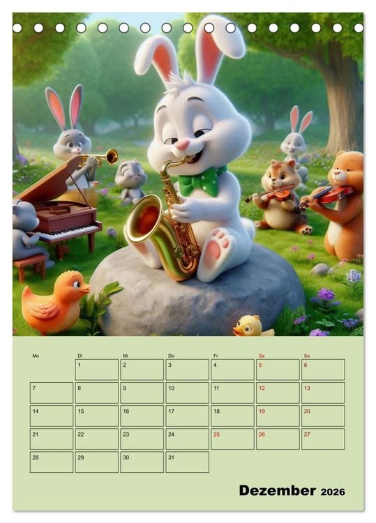 Produktbild: Waldtiere machen Musik (Tischkalender 2026 DIN A5 hoch), CALVENDO Monatskalender