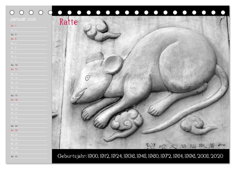 Produktbild: Das Chinesische Horoskop / Geburtstagskalender (Tischkalender 2026 DIN A5 quer), CALVENDO Monatskalender
