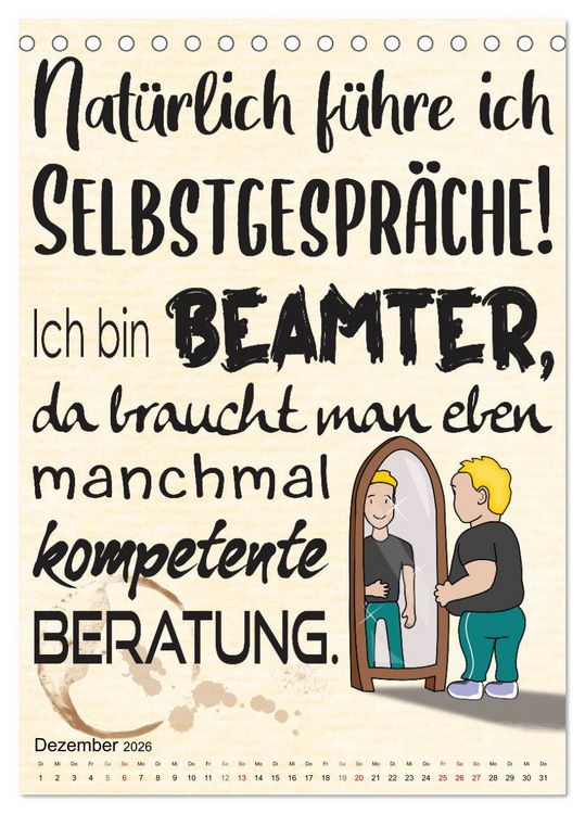 Produktbild: Beamten-Spr&uuml;che (Tischkalender 2026 DIN A5 hoch), CALVENDO Monatskalender