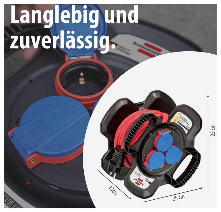Produktbild: Brennenstuhl 1169710100 Kabeltrommel 10 m Rot Schutzkontakt-Stecker