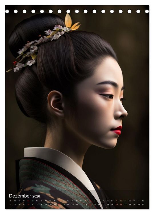 Produktbild: Wundersch&ouml;ne Portraits Japanischer Geishas (Tischkalender 2026 DIN A5 hoch), CALVENDO Monatskalender