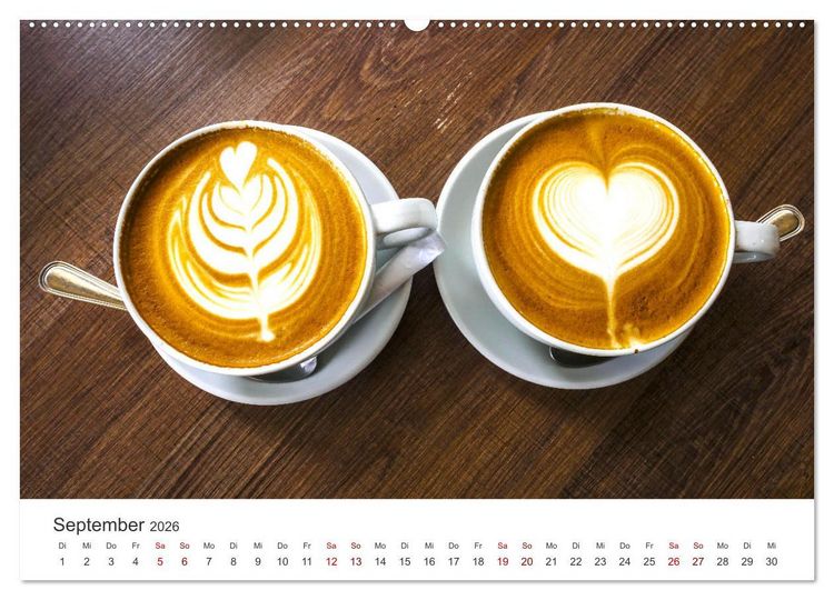 Produktbild: Kaffeekunst - Purer Genuss (Wandkalender 2026 DIN A2 quer), CALVENDO Monatskalender