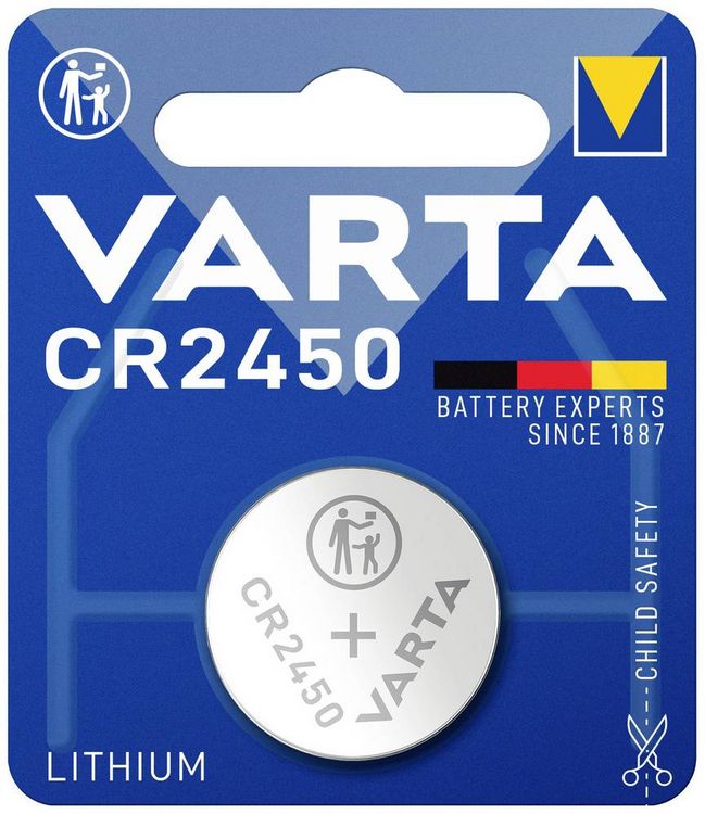 Produktbild: Varta Knopfzelle CR2450 3 V 1 St. 570 mAh Lithium LITHIUM Coin CR2450 Bli 1