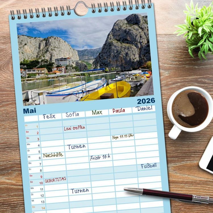Produktbild: Familienplaner 2026 - Dalmatien - Stille Orte mit 5 Spalten (Wandkalender, 21 x 45 cm) CALVENDO