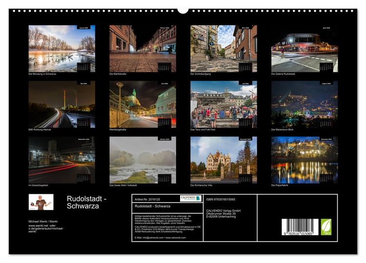 Produktbild: Rudolstadt - Schwarza (hochwertiger Premium Wandkalender 2026 DIN A2 quer), Kunstdruck in Hochglanz
