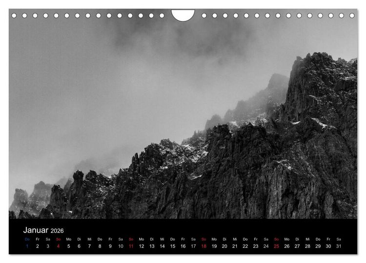 Produktbild: BERGE IN SCHWARZ WEISS (Wandkalender 2026 DIN A4 quer), CALVENDO Monatskalender