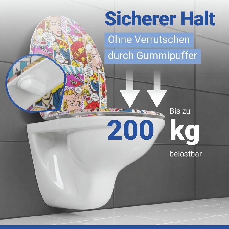 Produktbild: WC Sitz Mod. Pop-Art, Toilettendeckel mit Motiv und Absenkautomatik