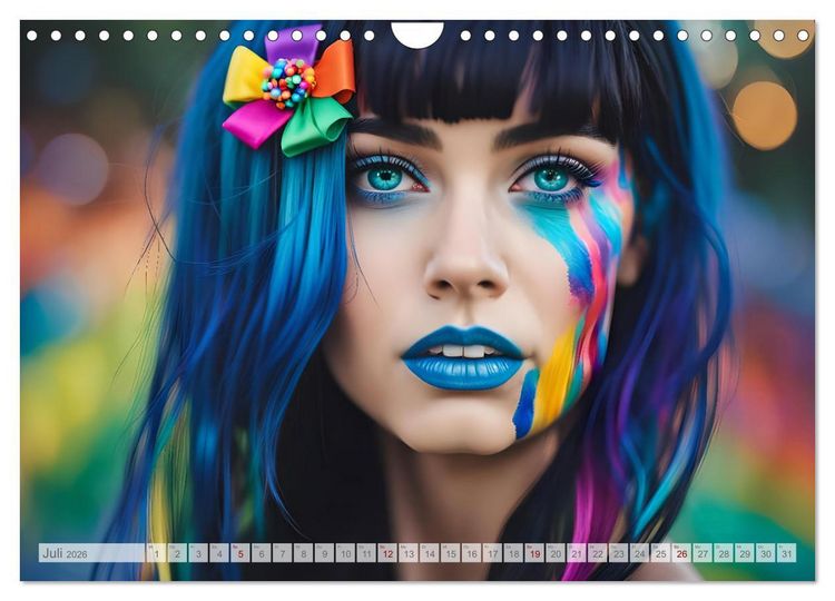 Produktbild: Farben der Weiblichkeit - Kunstvolle KI Portraits (Wandkalender 2026 DIN A4 quer), CALVENDO Monatskalender