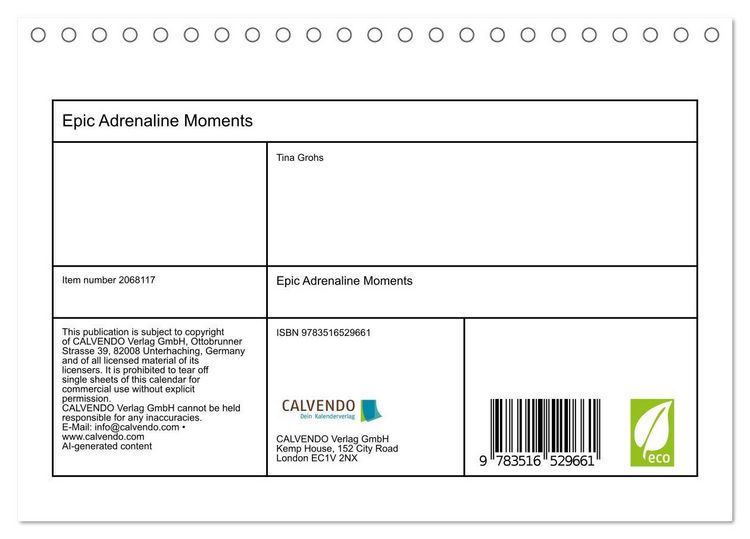 Produktbild: Epic Adrenaline Moments (Desk Calendar 2026 DIN A5 landscape), CALVENDO 12 Month DeskCalendar