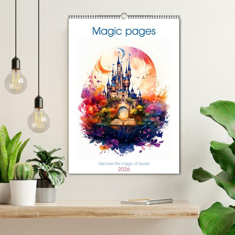 Produktbild: Magic pages - Discover the magic of books (Wall Calendar 2026 DIN A2 portrait), CALVENDO 12 Month Wall Calendar