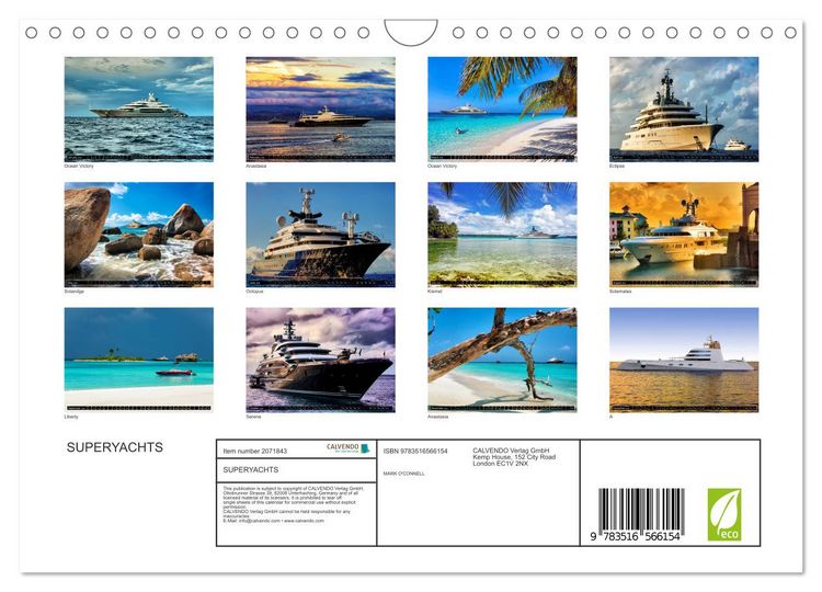 Produktbild: SUPERYACHTS (Wall Calendar 2026 DIN A4 landscape), CALVENDO 12 Month Wall Calendar
