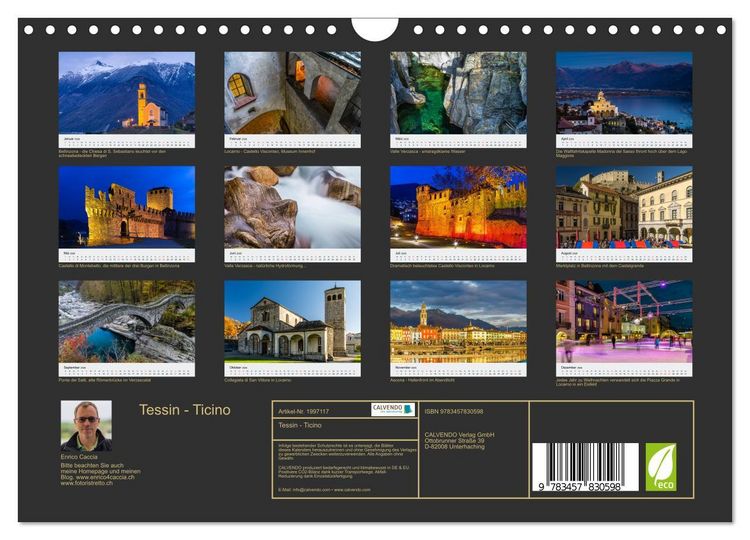 Produktbild: Tessin - Ticino (Wandkalender 2026 DIN A4 quer), CALVENDO Monatskalender