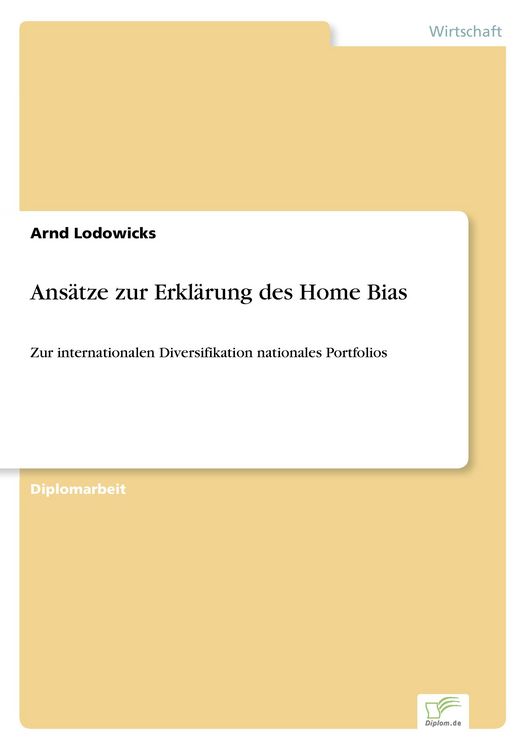Produktbild: Ans&auml;tze zur Erkl&auml;rung des Home Bias