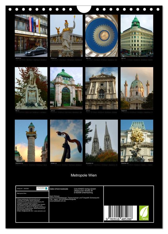 Produktbild: Metropole Wien (Wandkalender 2026 DIN A4 hoch), CALVENDO Monatskalender