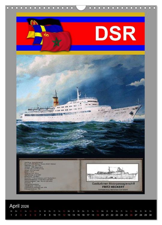 Produktbild: Heimathafen Rostock - Schiffe der Deutschen Seereederei (Wandkalender 2026 DIN A3 hoch), CALVENDO Monatskalender