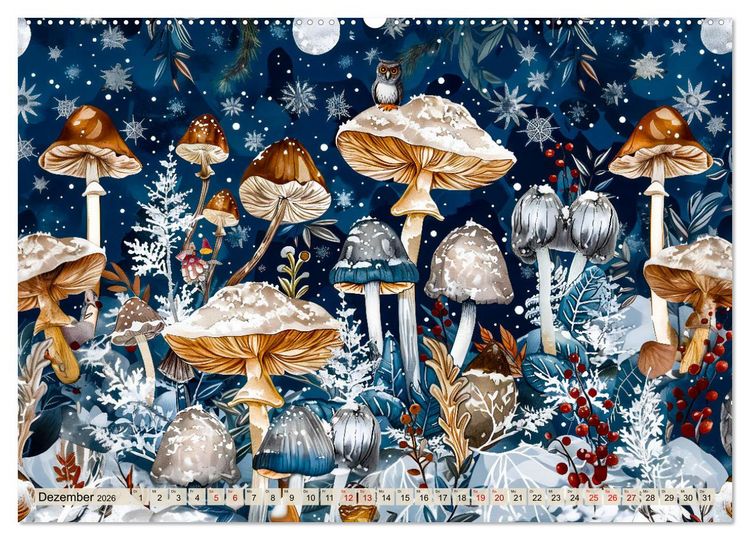 Produktbild: Zauberwelt der Pilze - Fantasievolle Pilze im verwunschenen Wald (Wandkalender 2026 DIN A2 quer), CALVENDO Monatskalender