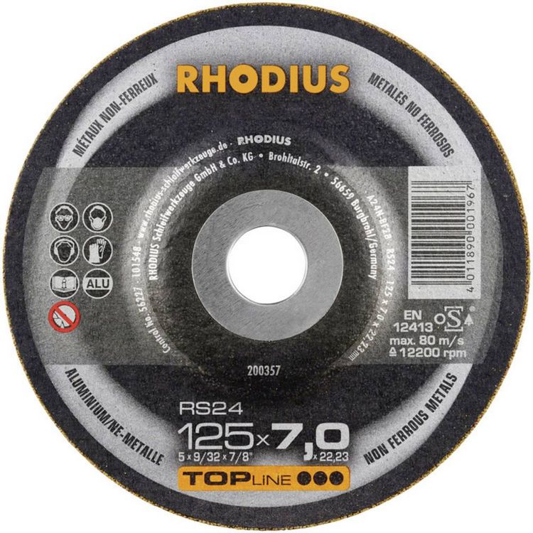 Produktbild: Rhodius 200357 RS24 Schruppscheibe gekr&ouml;pft Durchmesser 125 mm Bohrungs-&Oslash; 22.23 mm NE-Metalle 1 St.