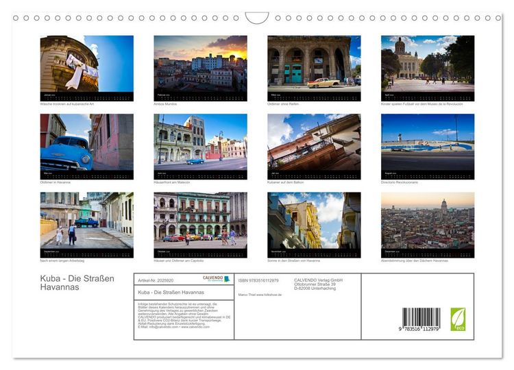 Produktbild: Kuba - Die Stra&szlig;en Havannas (Wandkalender 2026 DIN A3 quer), CALVENDO Monatskalender