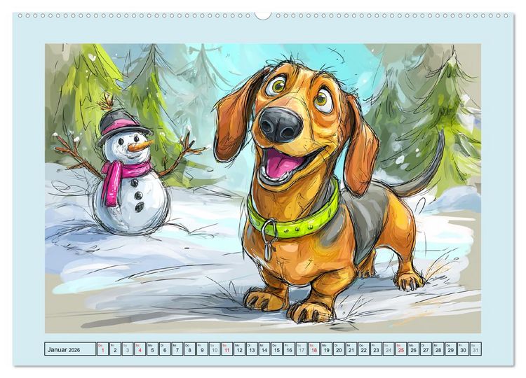 Produktbild: Dackel Fun. Zauberhafte Hunde Cartoons f&uuml;rs Herz (hochwertiger Premium Wandkalender 2026 DIN A2 quer), Kunstdruck in Hochglanz