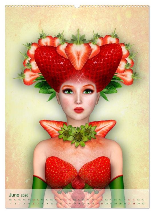 Produktbild: Food Fashion - surreal women's portraits with fruit and vegetable (Wall Calendar 2026 DIN A2 portrait), CALVENDO 12 Month Wall Calendar