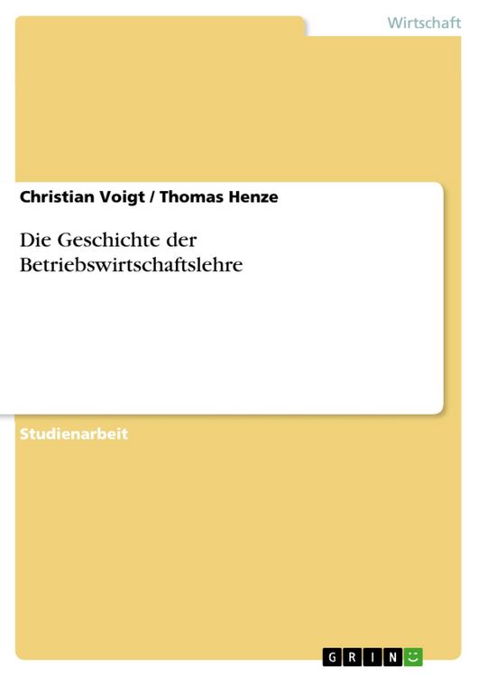 Produktbild: Die Geschichte der Betriebswirtschaftslehre