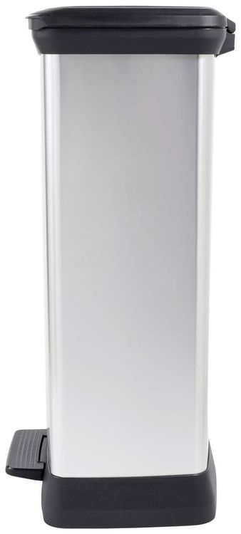 Produktbild: Curver Deco bin metalics 254620 M&uuml;lleimer 46 l (B x H x T) 407 x 749 x 307 mm Silber, Schwarz 1 St.