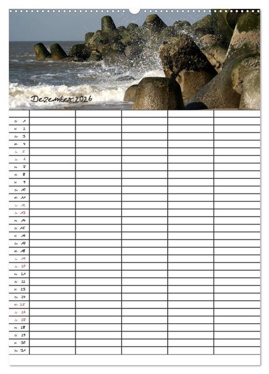 Produktbild: Familienplaner - Sylt (Wandkalender 2026 DIN A2 hoch), CALVENDO Monatskalender