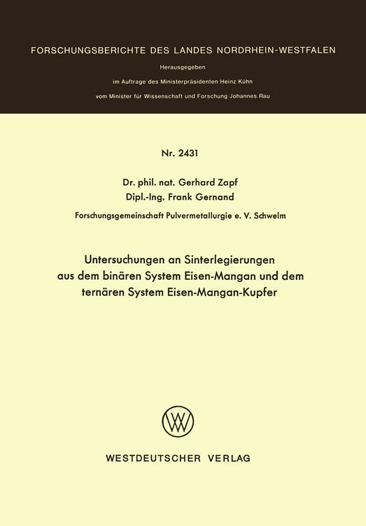 Produktbild: Untersuchungen an Sinterlegierungen aus dem bin&auml;ren System Eisen-Mangan und dem tern&auml;ren System Eisen-Mangan-Kupfer