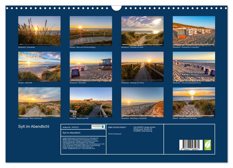 Produktbild: Sylt im Abendlicht (Wandkalender 2026 DIN A3 quer), CALVENDO Monatskalender