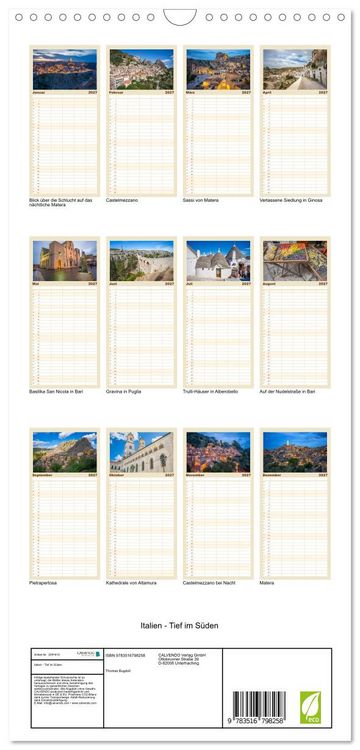 Produktbild: Familienplaner 2027 - Italien - Tief im S&uuml;den mit 5 Spalten (Wandkalender, 21 x 45 cm) CALVENDO