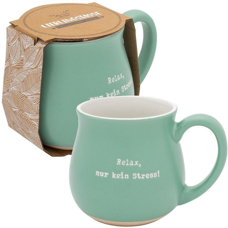 Produktbild: GRUSS & CO Tasse bauchig graviert "Relax, nur kein Stress!