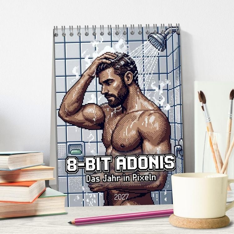 Produktbild: 8-Bit Adonis &ndash; Das Jahr in Pixeln (Tischkalender 2027 DIN A5 hoch), CALVENDO Monatskalender