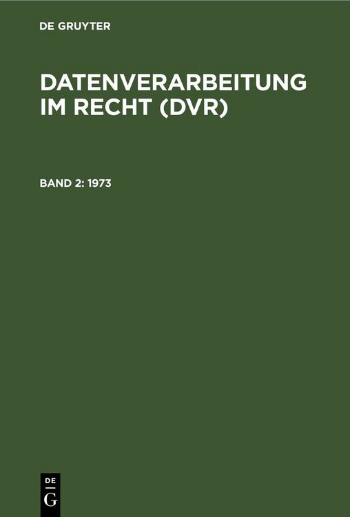 Produktbild: Datenverarbeitung im Recht (DVR) / 1973
