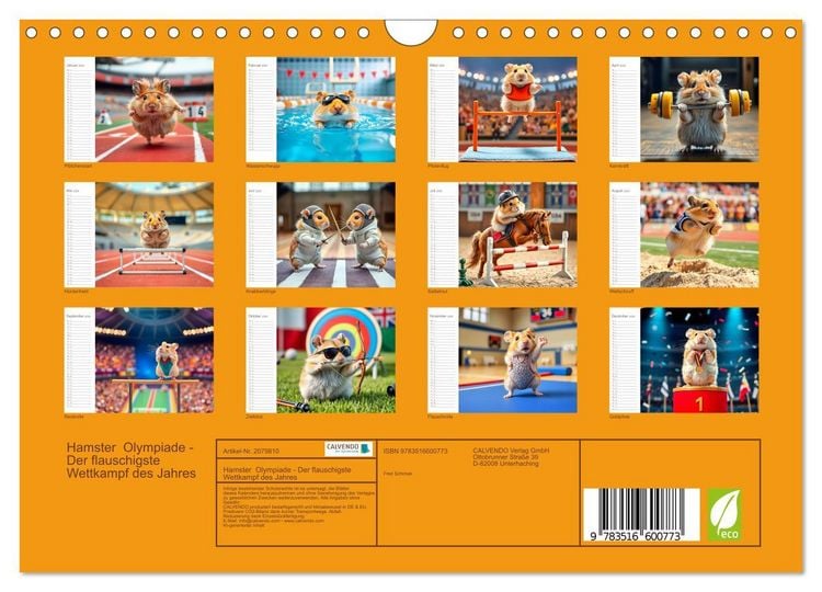 Produktbild: Hamster Olympiade - Der flauschigste Wettkampf des Jahres (Wandkalender 2026 DIN A4 quer), CALVENDO Monatskalender