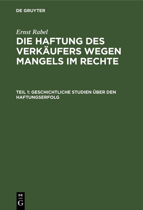 Produktbild: Geschichtliche Studien &uuml;ber den Haftungserfolg