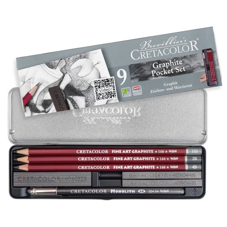 Produktbild: Cretacolor Bleistift Fine Art Graphite Pocket Set, 9er Metalletui