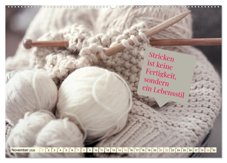 Produktbild: WOLLE Stricken ist eine Passion (hochwertiger Premium Wandkalender 2026 DIN A2 quer), Kunstdruck in Hochglanz