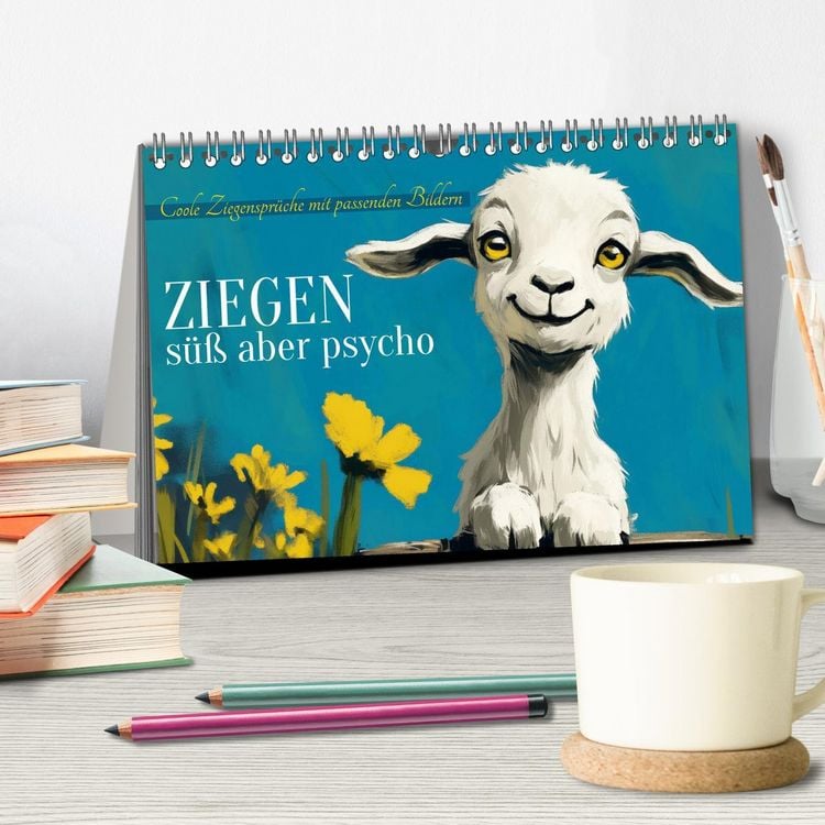 Produktbild: Ziegen, s&uuml;&szlig; aber psycho (Tischkalender 2026 DIN A5 quer), CALVENDO Monatskalender